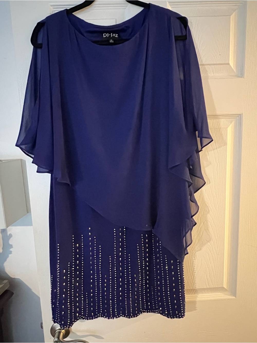 DJ-Jaz Royal Blue Midi Dress with Beaded Hem